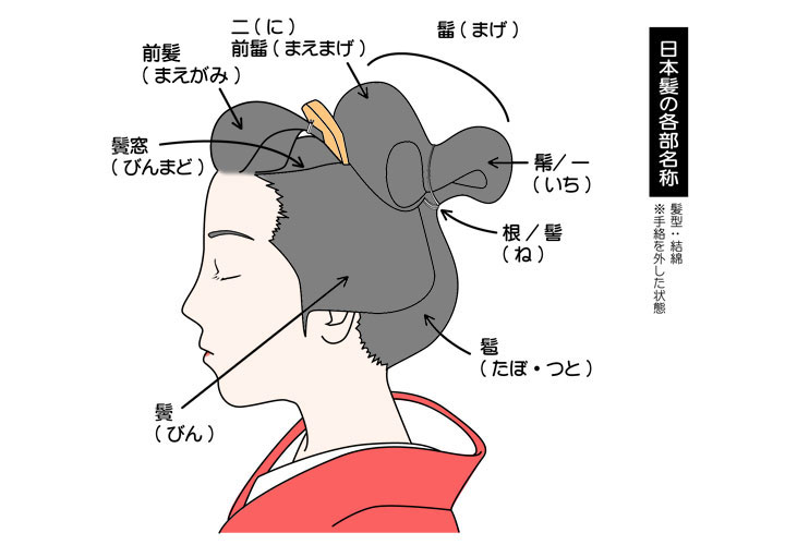 日本髪各部の名称